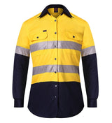 RM208V2R-Ladies 2 Tone Vented Light Weight Open Front L/S Shirt with 3M 8910 Reflective Tape
