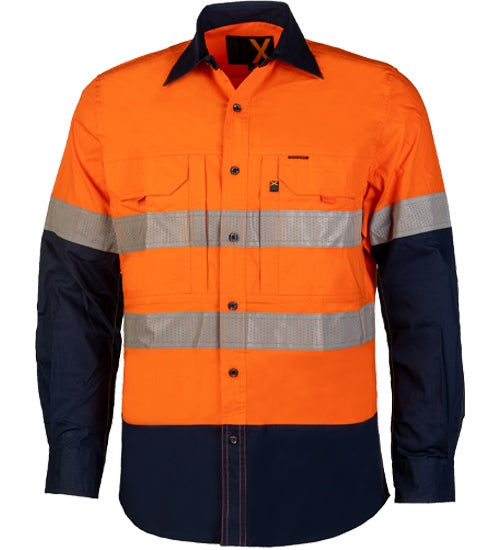 RMX003R-RMX New Generation Flexible Fit Utility Shirt, Two Tone with Perforated Reflective Tape