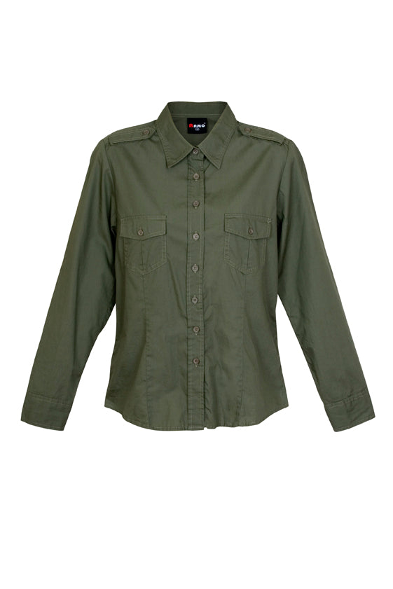 S002FL-Ladies Military Long Sleeve  Shirt