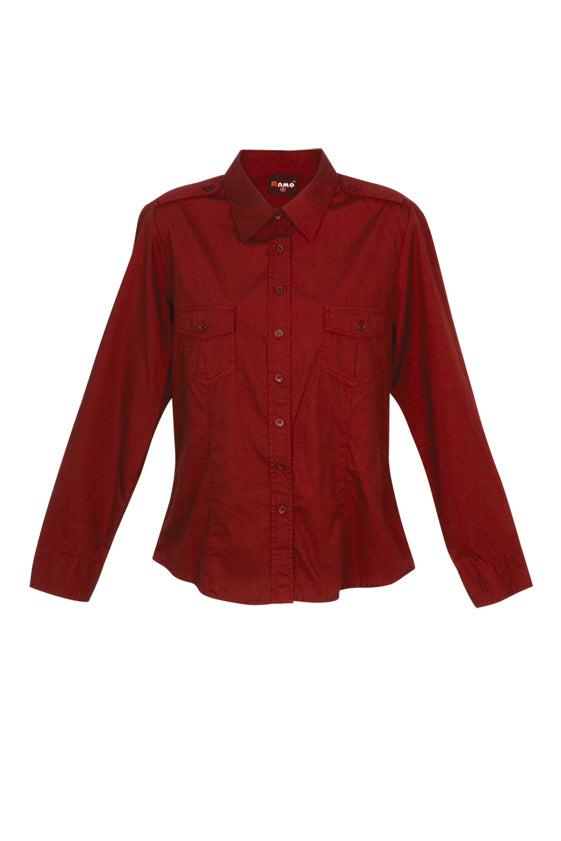 S002FL-Ladies Military Long Sleeve  Shirt