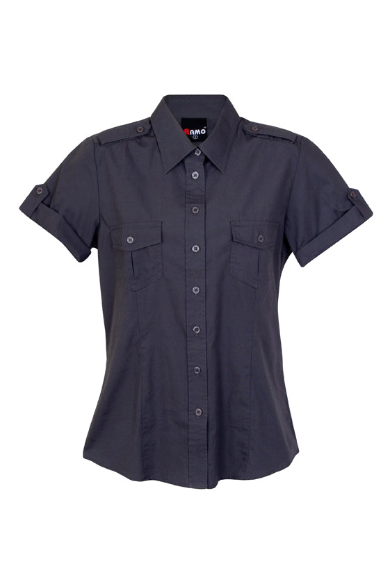 S002FS-Ladies Military Short Sleeve  Shirt