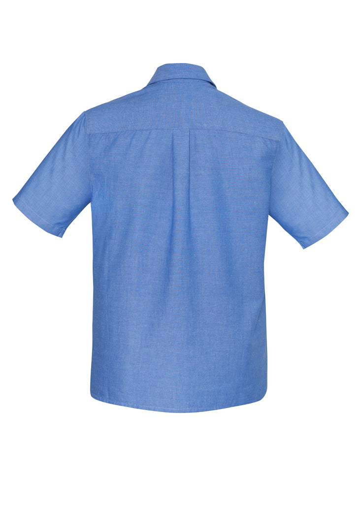 SH113-Mens Wrinkle Free Chambray Short Sleeve Shirt