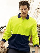 SP0536-Hi-Vis Polyface/Cotton Back Polo -L/S