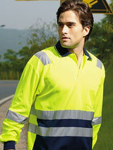 SP0537-Hi-Vis Polyface/Cotton Back Polo With Tape -L/S