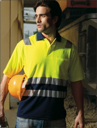 SP0539-Hi-Vis Polyface/Cotton Back Polo With Tape -S/S