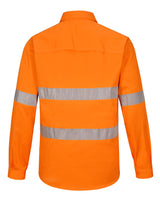 SW87 UNISEX HI-VIS COOL BREEZE CLOSED FRONT LS SHIRT WITH  PERFORATED TAPE