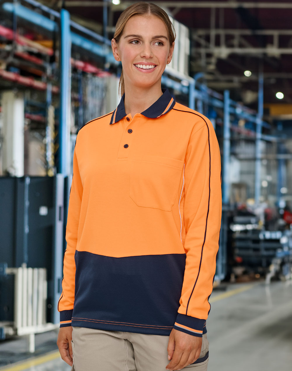 SW90 Hi-Vis Sustainable Cool-Breeze Truedry Safety L/S Polo