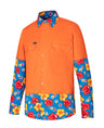 RMRU02-Patterned 2 Tone Vented Light Weight Open Front L/S Shirt