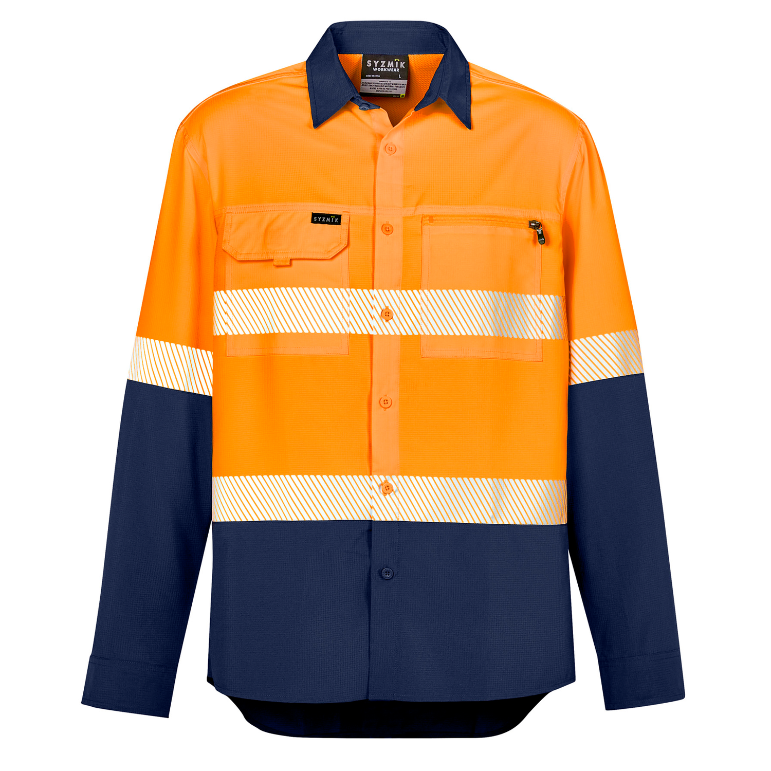 ZW470-Mens Hi Vis Outdoor Segmented Tape Long Sleeve Shirt