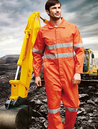 WO0683-Hi-Vis Cotton Drill Overalls With X Pattern Reflective Tape