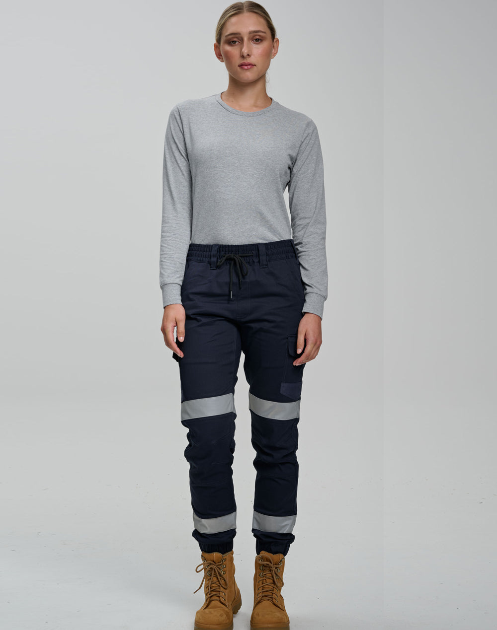 WP28HV Unisex Cotton Stretch Drill Cuffed Work Pants with Tapes