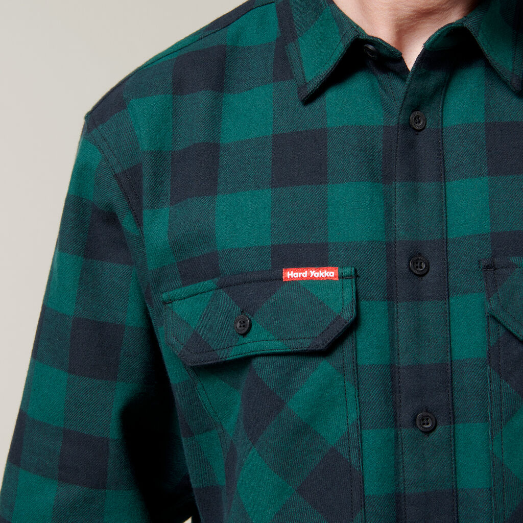 LONG SLEEVE CHECK FLANNEL COTTON WORK SHIRT