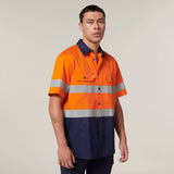 Y07754-Hard Yakka Core Mens Short Sleeve Hi Vis 2 Tone Taped Vented Shirt