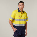 Y07754-Hard Yakka Core Mens Short Sleeve Hi Vis 2 Tone Taped Vented Shirt