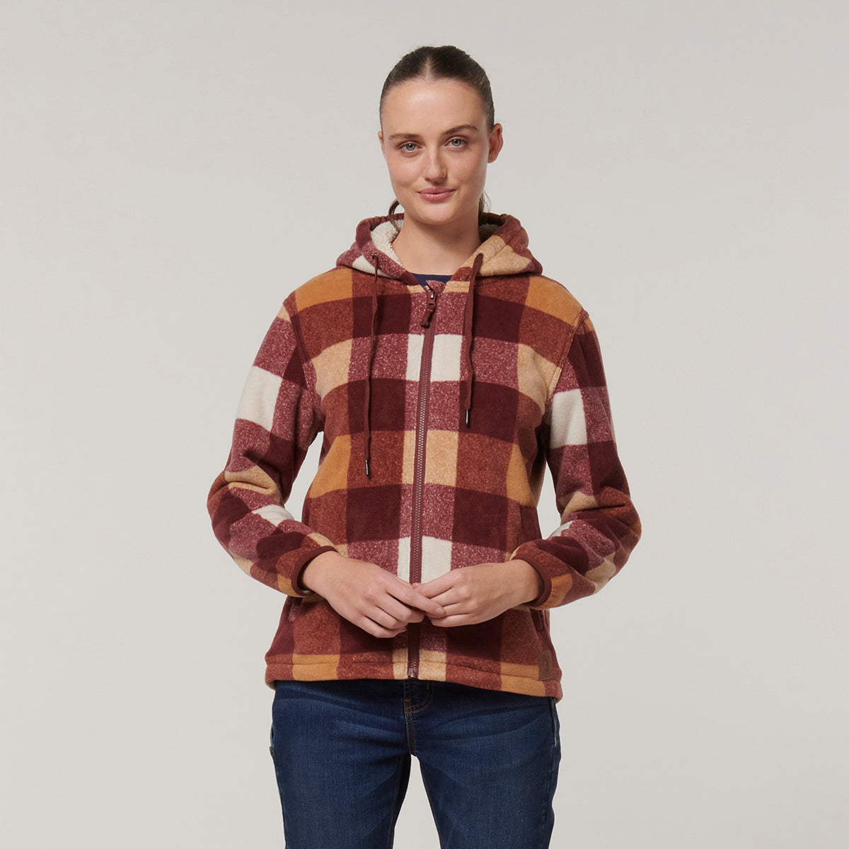 Y08522-Hard Yakka Womens Check Zoodie