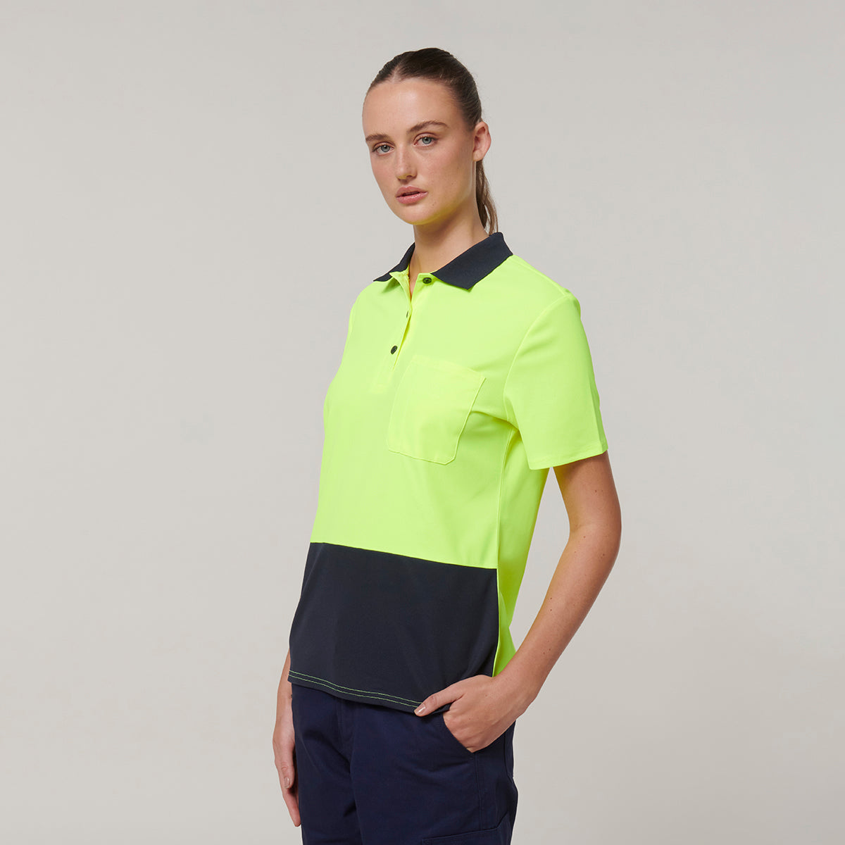 Y08601-Hard Yakka Womens Short Sleeve Hi Vis Polo