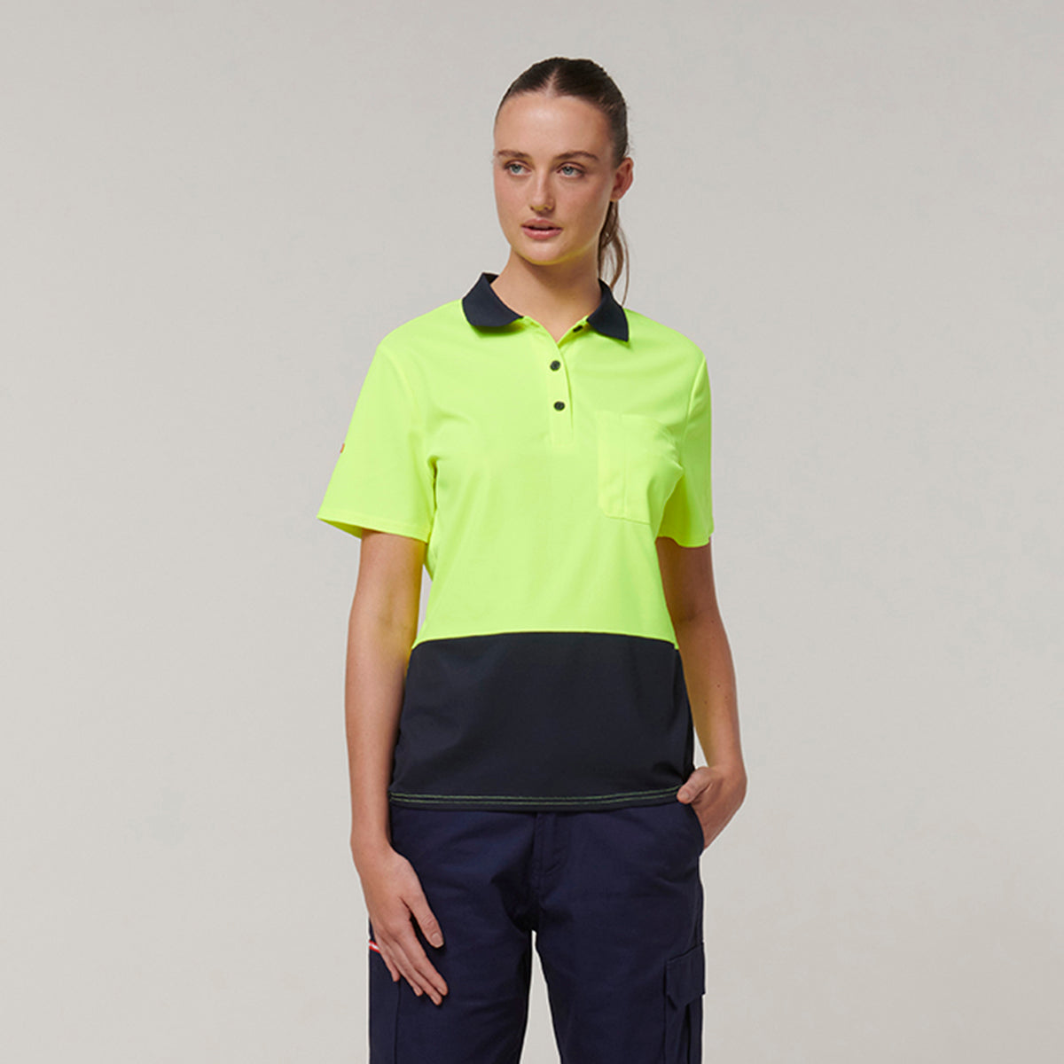 Y08601-Hard Yakka Womens Short Sleeve Hi Vis Polo