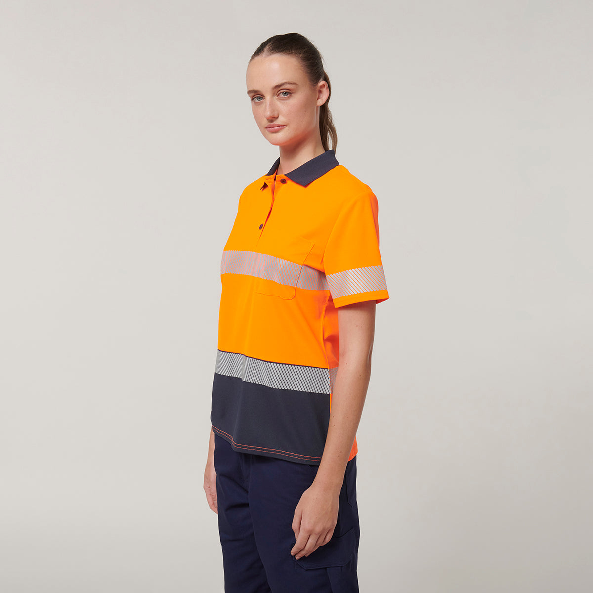 Y08602-Hard Yakka Womens Short Sleeve Hi Vis Taped Polo