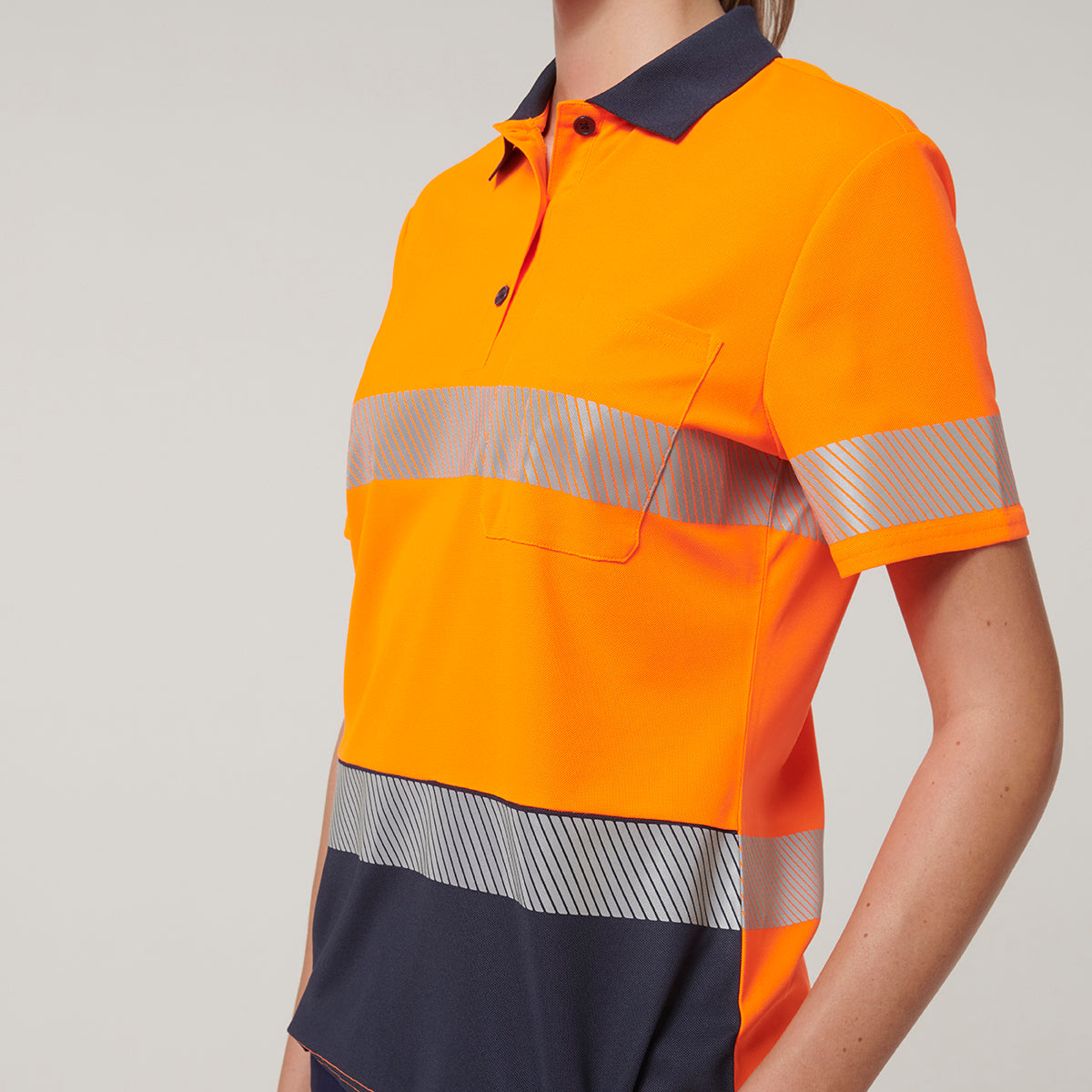 Y08602-Hard Yakka Womens Short Sleeve Hi Vis Taped Polo