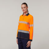 Y08604-Hard Yakka Womens Long Sleeve Hi Vis Taped Polo