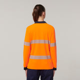 Y08604-Hard Yakka Womens Long Sleeve Hi Vis Taped Polo