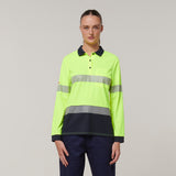 Y08604-Hard Yakka Womens Long Sleeve Hi Vis Taped Polo