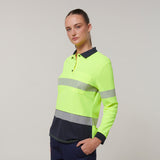 Y08604-Hard Yakka Womens Long Sleeve Hi Vis Taped Polo