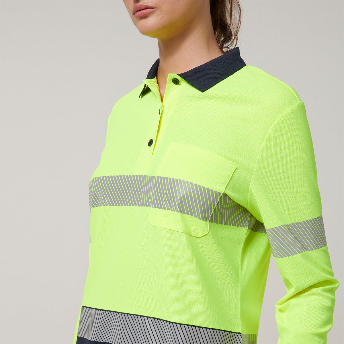 Y08604-Hard Yakka Womens Long Sleeve Hi Vis Taped Polo