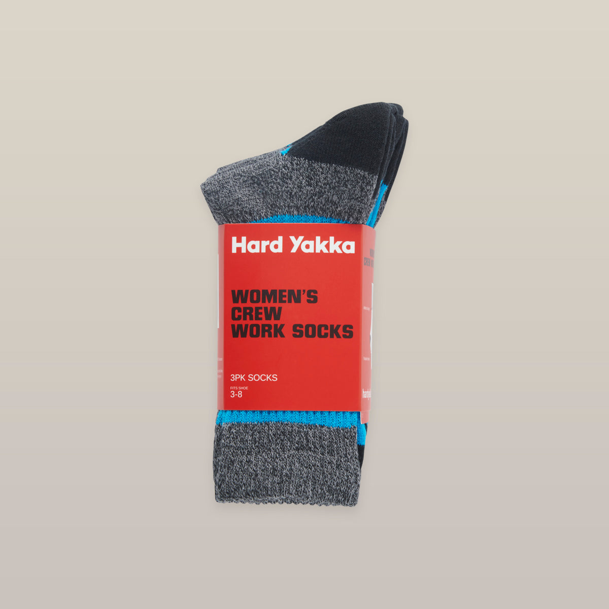 Y08606-Hard Yakka Womens 3 Pack Crew Socks