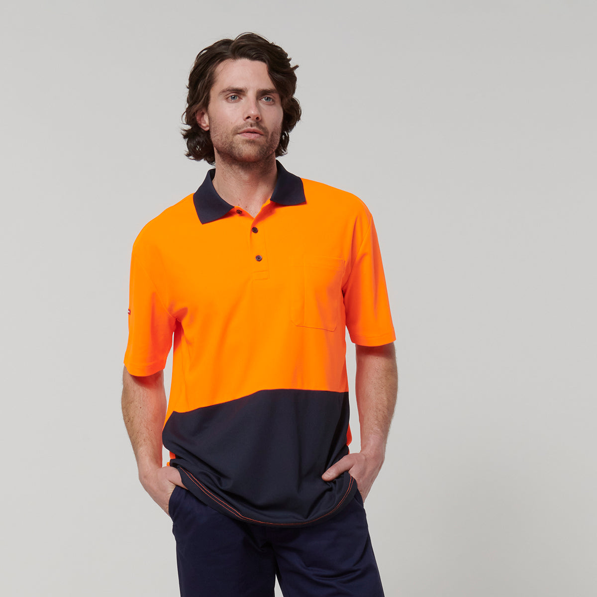 Y19616-Hard Yakka Mens Short Sleeve Hi Vis Polo