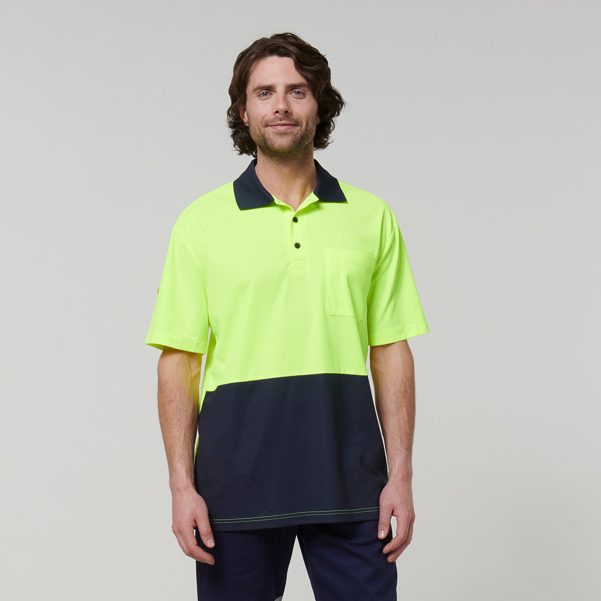 Y19616-Hard Yakka Mens Short Sleeve Hi Vis Polo