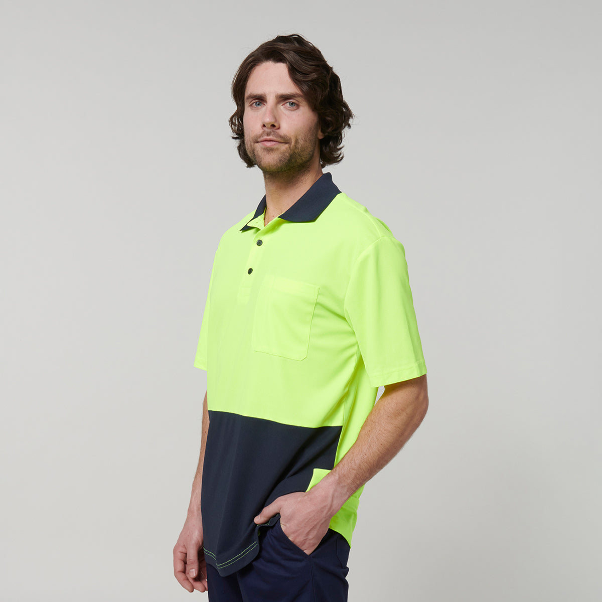 Y19616-Hard Yakka Mens Short Sleeve Hi Vis Polo