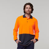 Y19617-Hard Yakka Mens Long Sleeve Hi Vis Polo