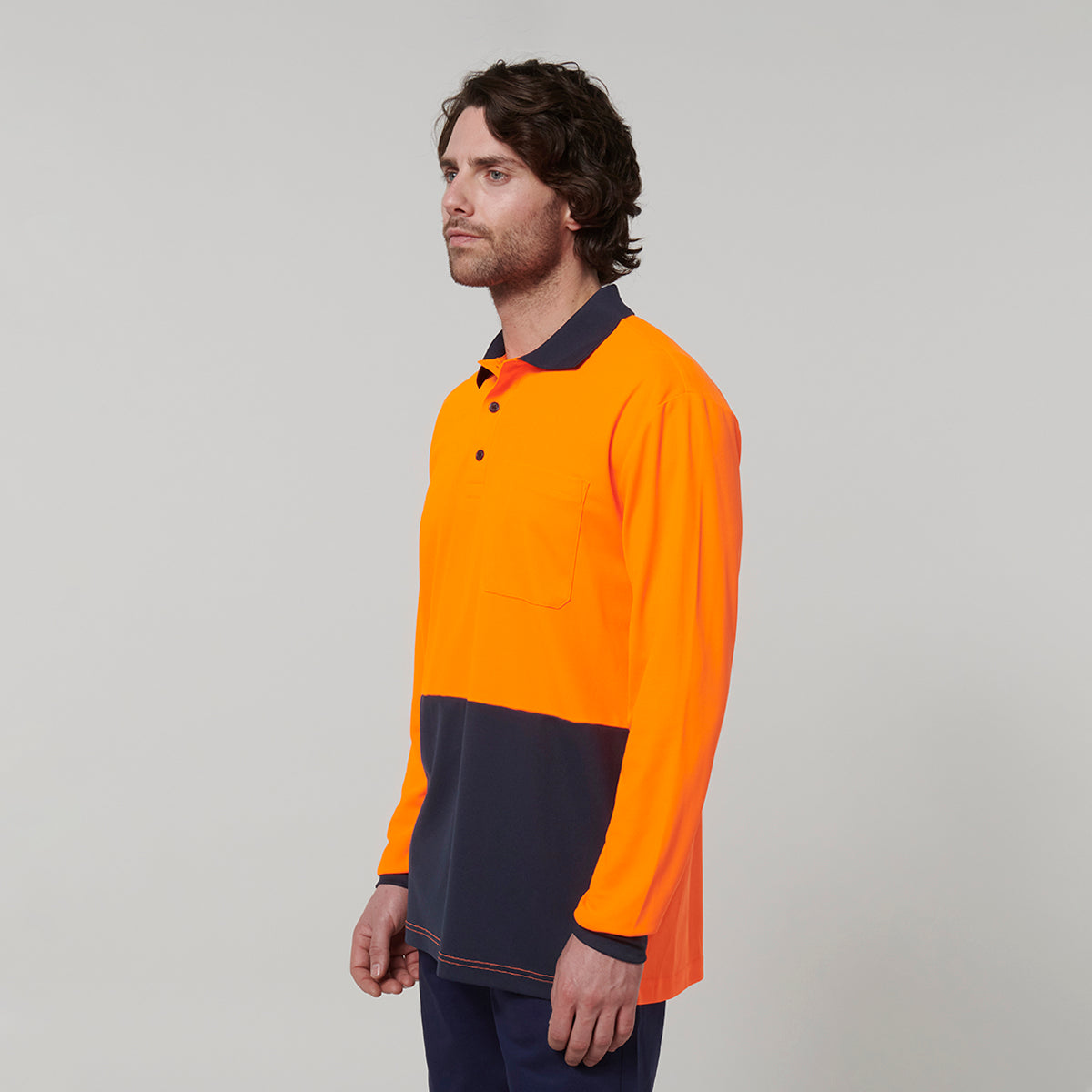 Y19617-Hard Yakka Mens Long Sleeve Hi Vis Polo