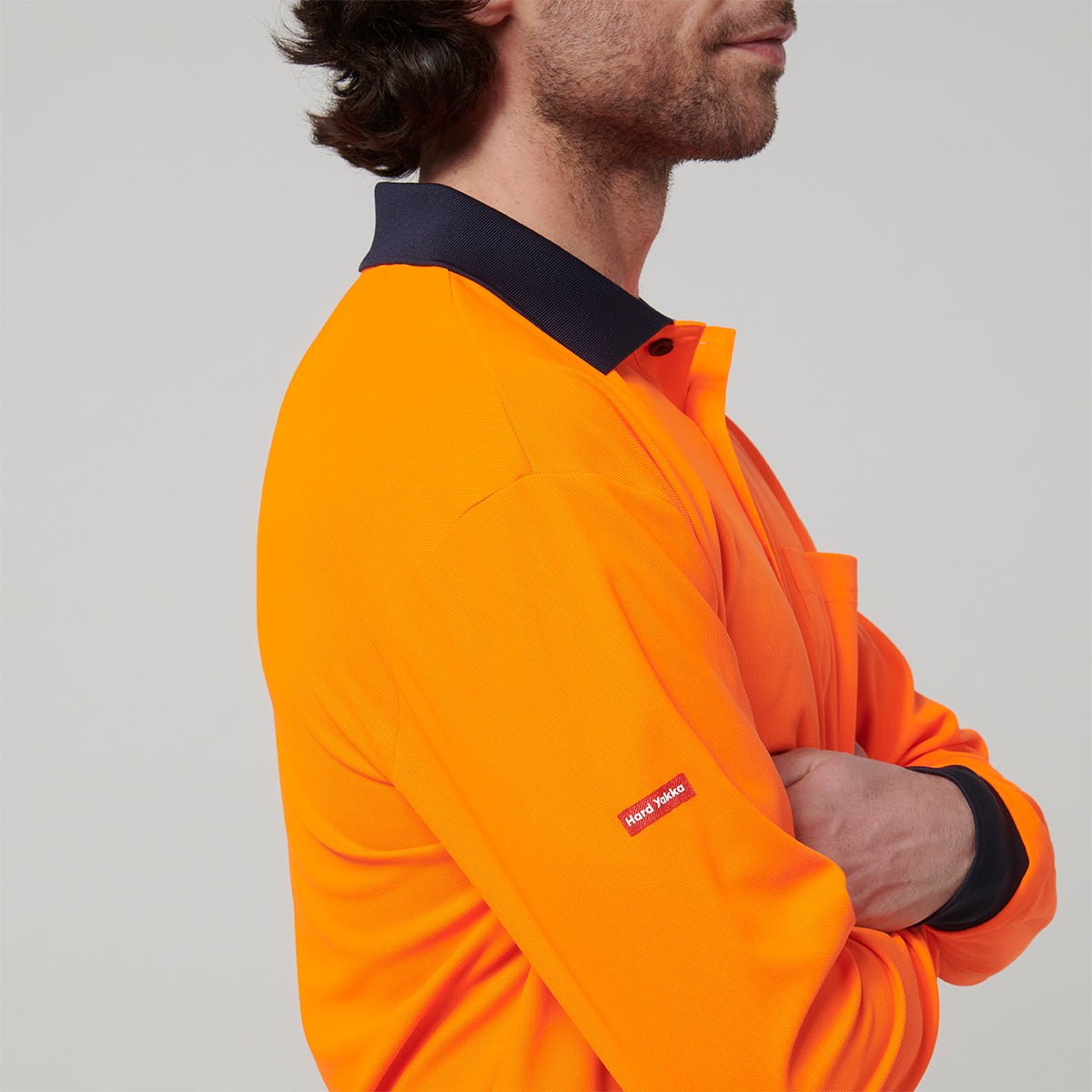 Y19617-Hard Yakka Mens Long Sleeve Hi Vis Polo