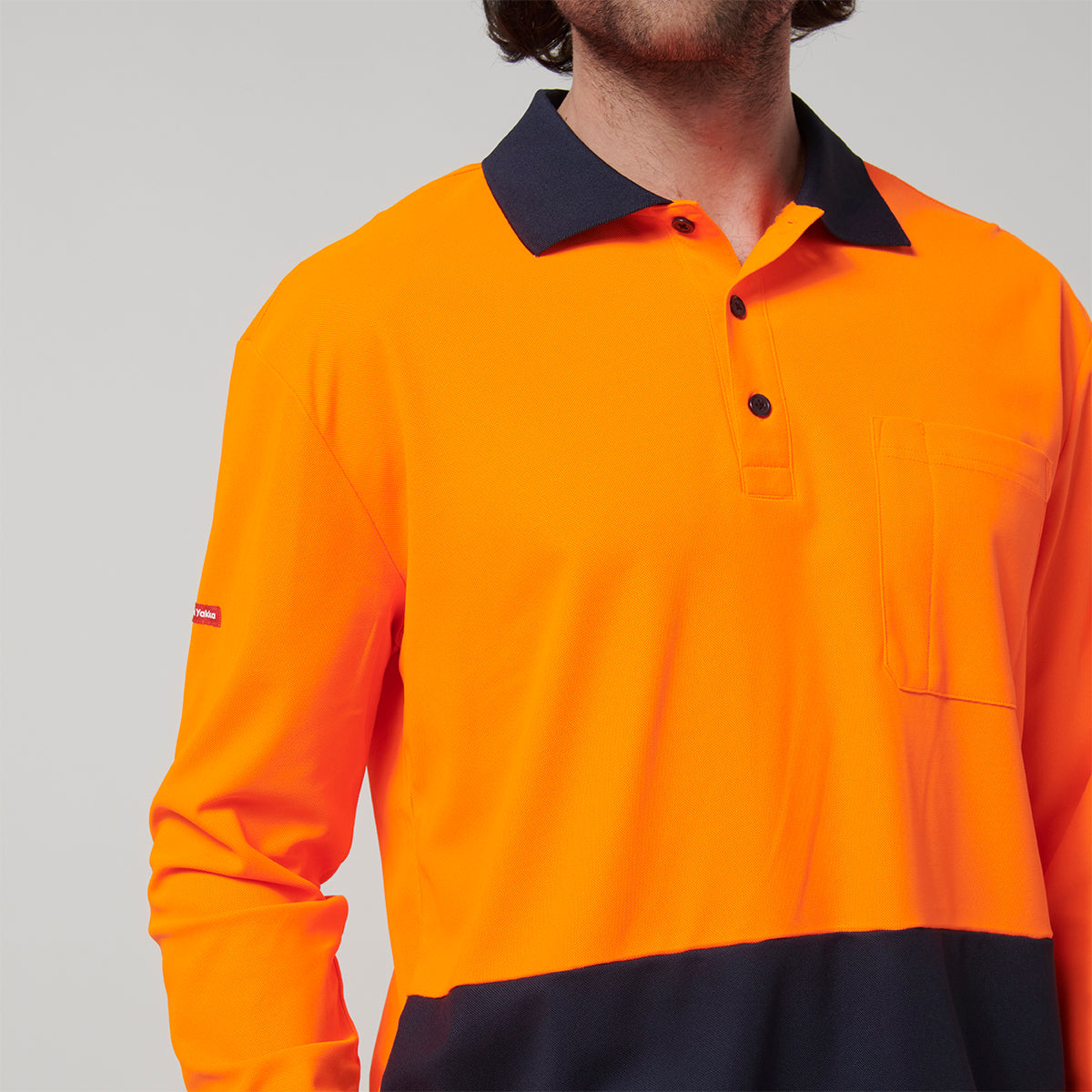 Y19617-Hard Yakka Mens Long Sleeve Hi Vis Polo