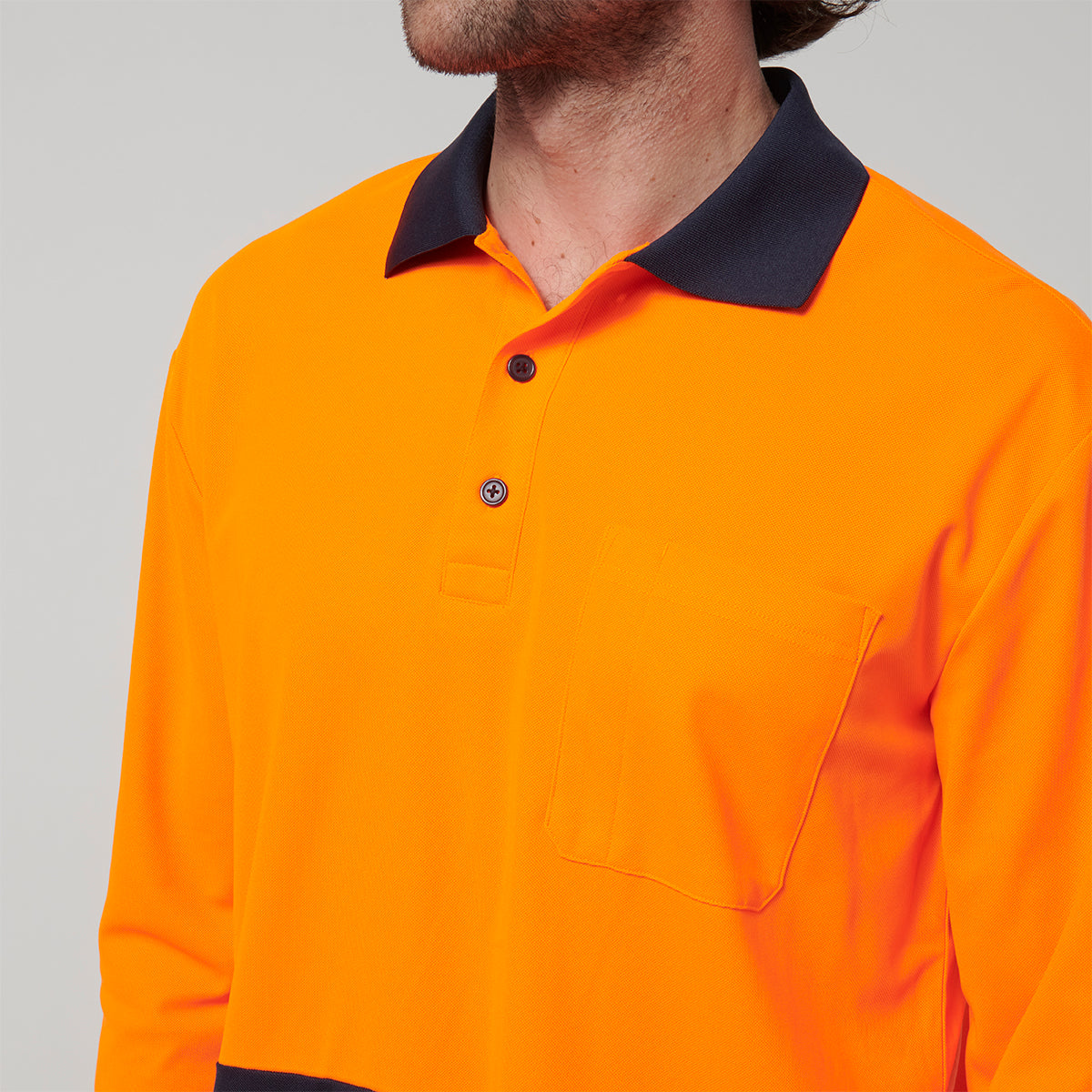 Y19617-Hard Yakka Mens Long Sleeve Hi Vis Polo