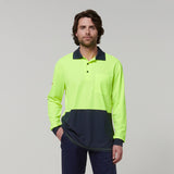 Y19617-Hard Yakka Mens Long Sleeve Hi Vis Polo