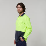 Y19617-Hard Yakka Mens Long Sleeve Hi Vis Polo