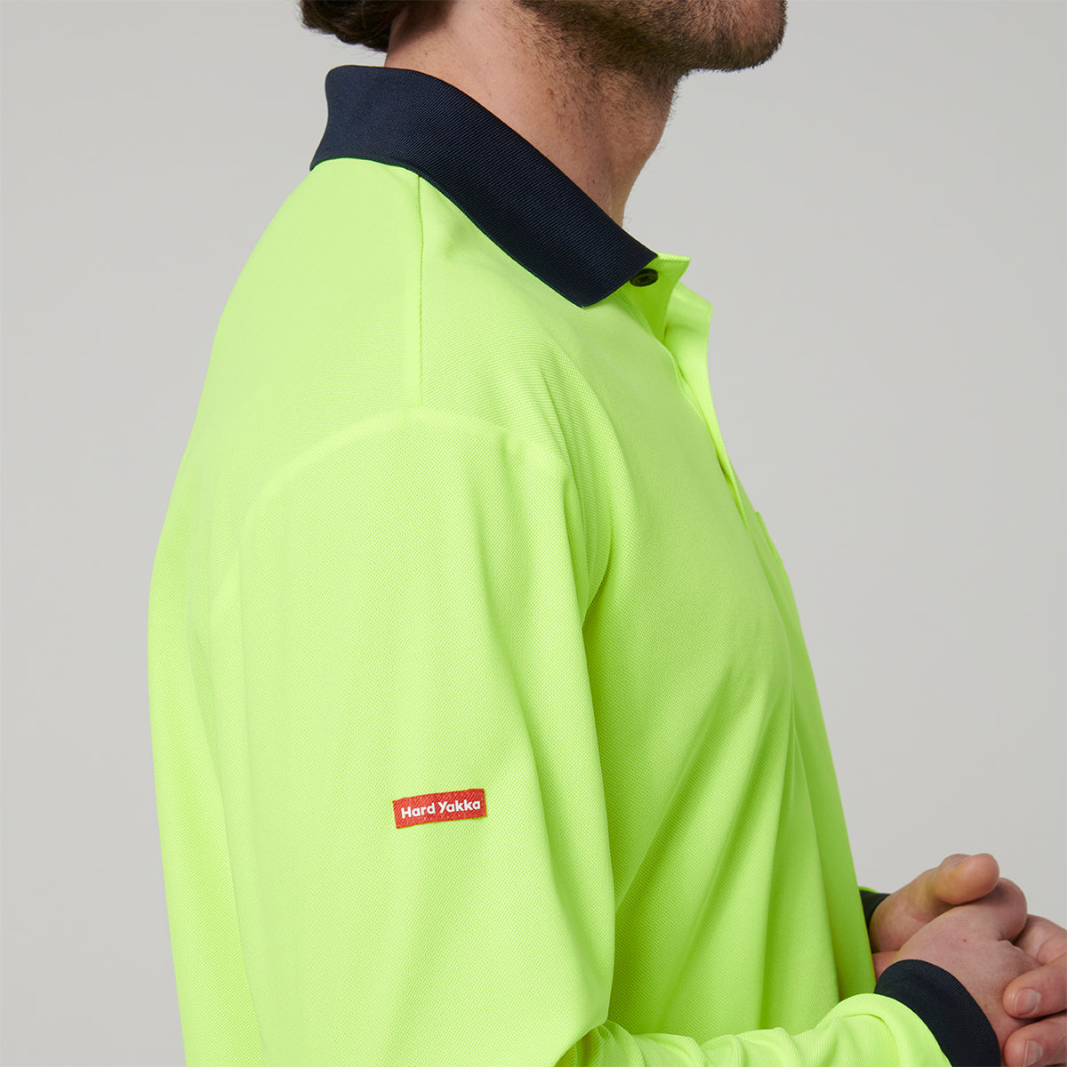 Y19617-Hard Yakka Mens Long Sleeve Hi Vis Polo