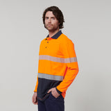 Y19619-Hard Yakka Mens Long Sleeve Hi Vis Taped Polo