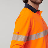 Y19619-Hard Yakka Mens Long Sleeve Hi Vis Taped Polo