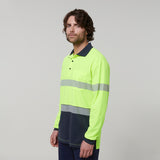 Y19619-Hard Yakka Mens Long Sleeve Hi Vis Taped Polo