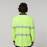 Y19619-Hard Yakka Mens Long Sleeve Hi Vis Taped Polo