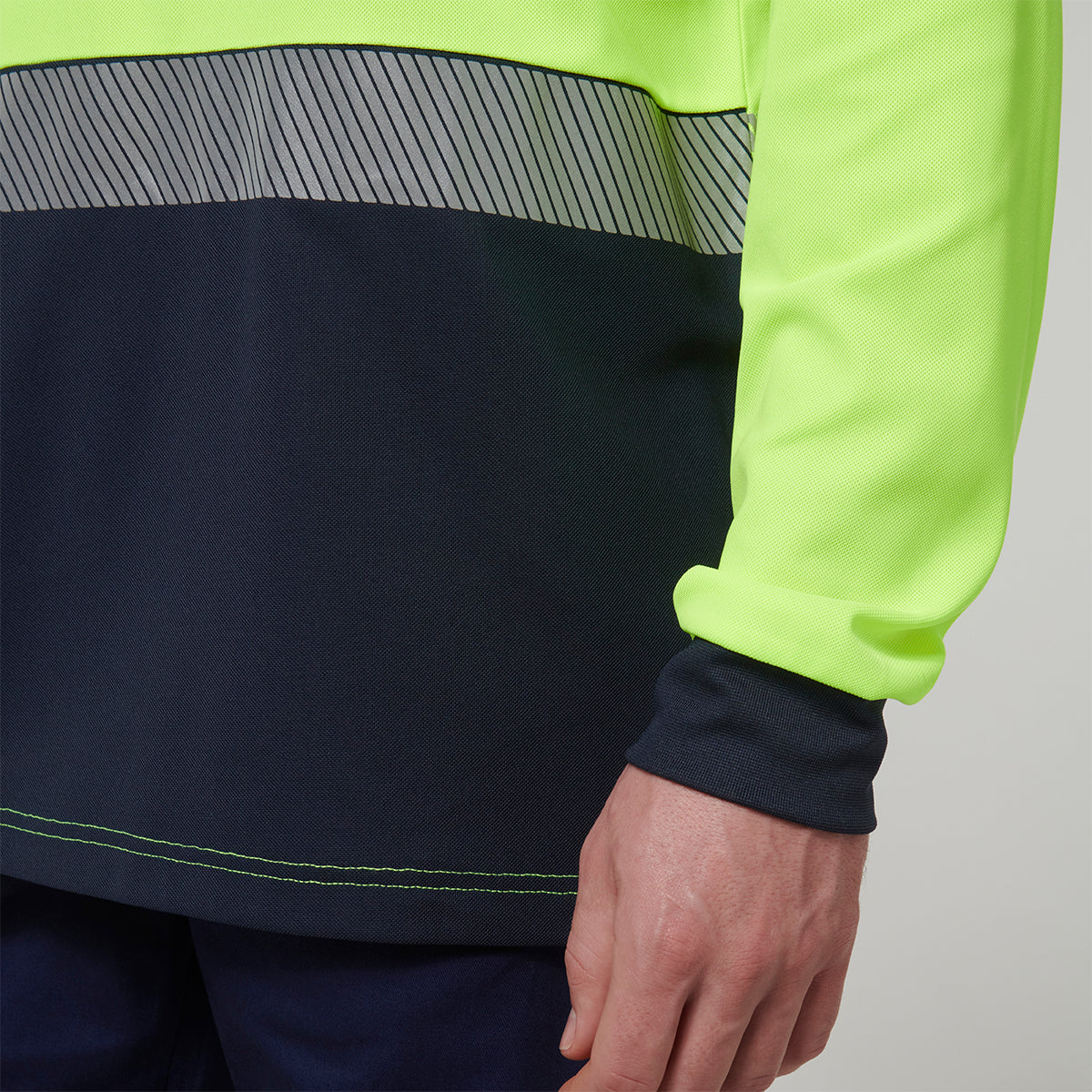 Y19619-Hard Yakka Mens Long Sleeve Hi Vis Taped Polo