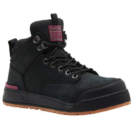 WOMEN'S 3056 LACE UP & SIDE ZIP SAFETY BOOT - BLACK-Black