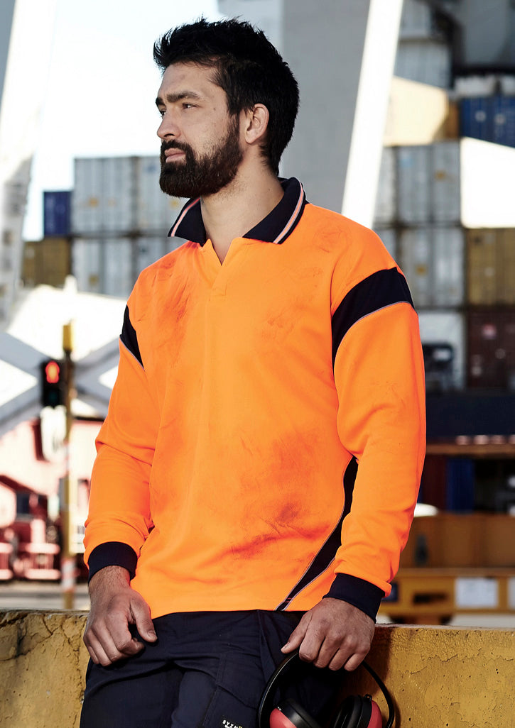 ZH249-Mens Hi Vis Aztec Long Sleeve Polo