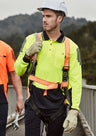 ZH310-Mens Hi Vis Flux Long Sleeve Polo