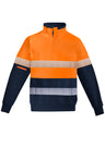 ZT150-Mens Orange Flame Hi Vis 1/4 Zip Brushed Fleece Pullover - Hoop Taped