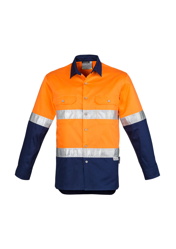 ZW123-Mens Industrial Long Sleeve Shirt - Hoop Taped
